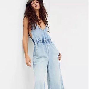 Free People denim romper size small